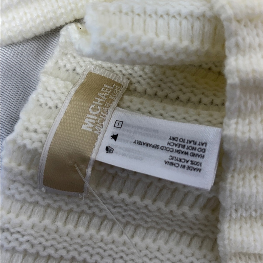 Michael Kors cream chunky knit Ribbed Knit acrylic beautiful winter  Scarf - Picture 4 of 8